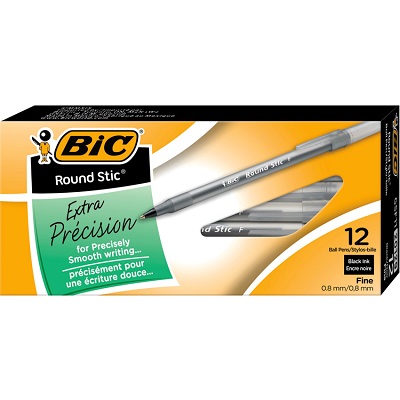 STYLO ROUND STICK FIN NOIR (12) - INSTRUMENTS D'ECRITURE - BIC